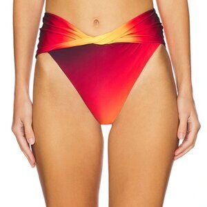 NEW Agua Bendita X REVOLVE Lily Bikini Bottom in Sunset Ombre Red Yellow Black